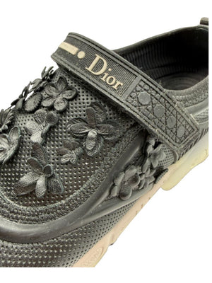 Christian Dior Floral Appliqué Velcro Strap Sneakers – Size 40
