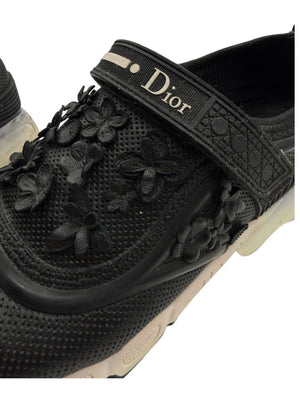 Christian Dior Floral Appliqué Velcro Strap Sneakers – Size 40