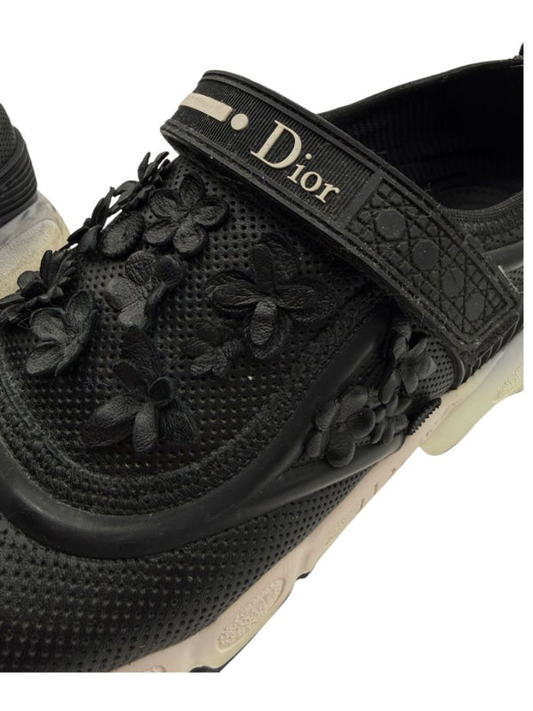 Christian Dior Floral Appliqué Velcro Strap Sneakers – Size 40