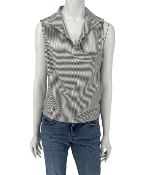 Lafayette 148 New York Striped Wrap-Front Sleeveless Top – Size 14