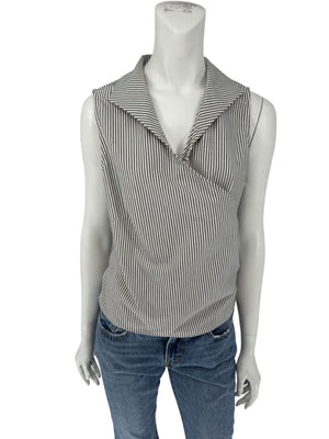 Lafayette 148 New York Striped Wrap-Front Sleeveless Top – Size 14