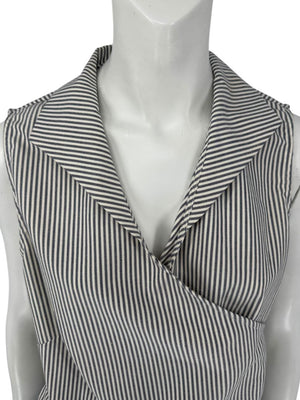 Lafayette 148 New York Striped Wrap-Front Sleeveless Top – Size 14