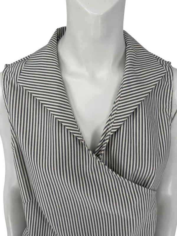 Lafayette 148 New York Striped Wrap-Front Sleeveless Top – Size 14