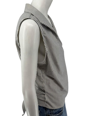 Lafayette 148 New York Striped Wrap-Front Sleeveless Top – Size 14
