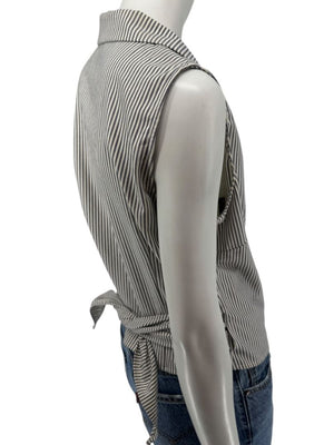 Lafayette 148 New York Striped Wrap-Front Sleeveless Top – Size 14