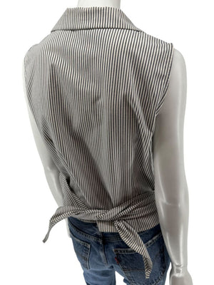 Lafayette 148 New York Striped Wrap-Front Sleeveless Top – Size 14