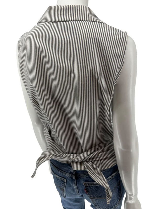 Lafayette 148 New York Striped Wrap-Front Sleeveless Top – Size 14