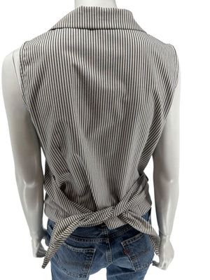 Lafayette 148 New York Striped Wrap-Front Sleeveless Top – Size 14
