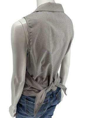 Lafayette 148 New York Striped Wrap-Front Sleeveless Top – Size 14