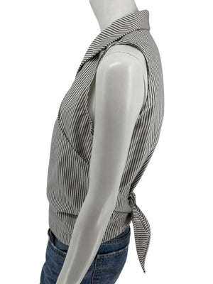 Lafayette 148 New York Striped Wrap-Front Sleeveless Top – Size 14