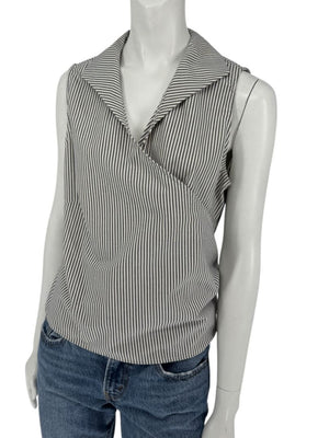 Lafayette 148 New York Striped Wrap-Front Sleeveless Top – Size 14