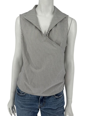 Lafayette 148 New York Striped Wrap-Front Sleeveless Top – Size 14