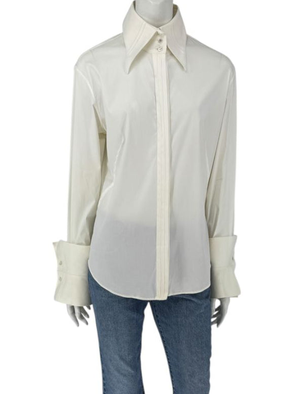 Façonnable Platine Ivory Oversized Collar Shirt – Size M