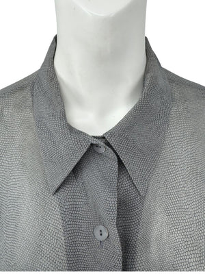 Oscar de la Renta Silk Textured Button-Front Blouse – Size 14