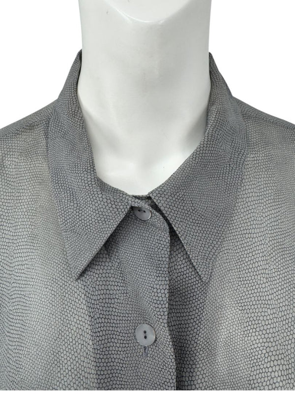 Oscar de la Renta Silk Textured Button-Front Blouse – Size 14