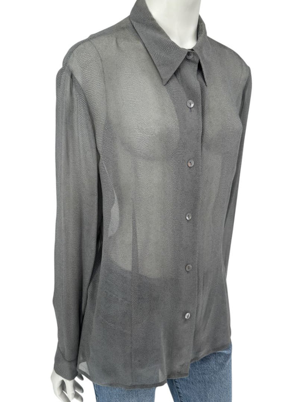 Oscar de la Renta Silk Textured Button-Front Blouse – Size 14