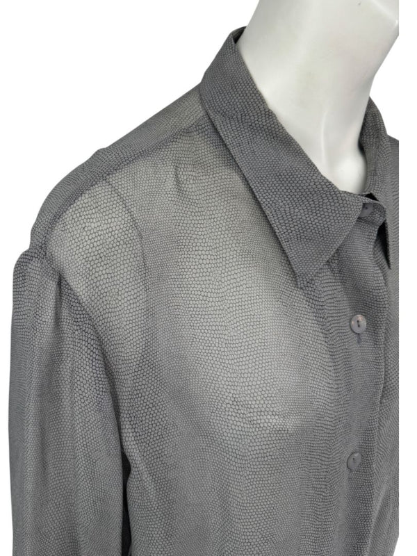 Oscar de la Renta Silk Textured Button-Front Blouse – Size 14