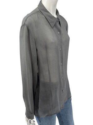 Oscar de la Renta Silk Textured Button-Front Blouse – Size 14