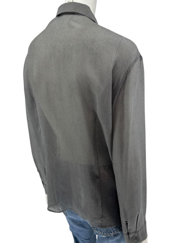 Oscar de la Renta Silk Textured Button-Front Blouse – Size 14