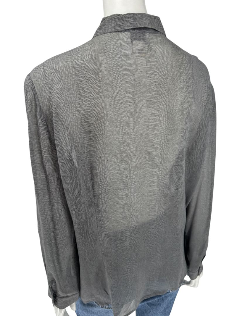 Oscar de la Renta Silk Textured Button-Front Blouse – Size 14