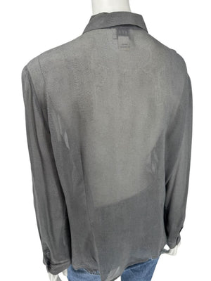 Oscar de la Renta Silk Textured Button-Front Blouse – Size 14