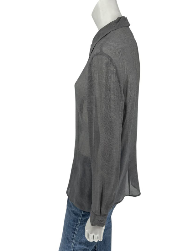 Oscar de la Renta Silk Textured Button-Front Blouse – Size 14