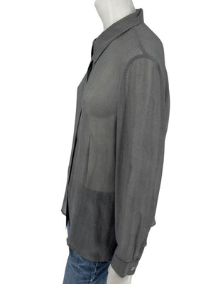 Oscar de la Renta Silk Textured Button-Front Blouse – Size 14