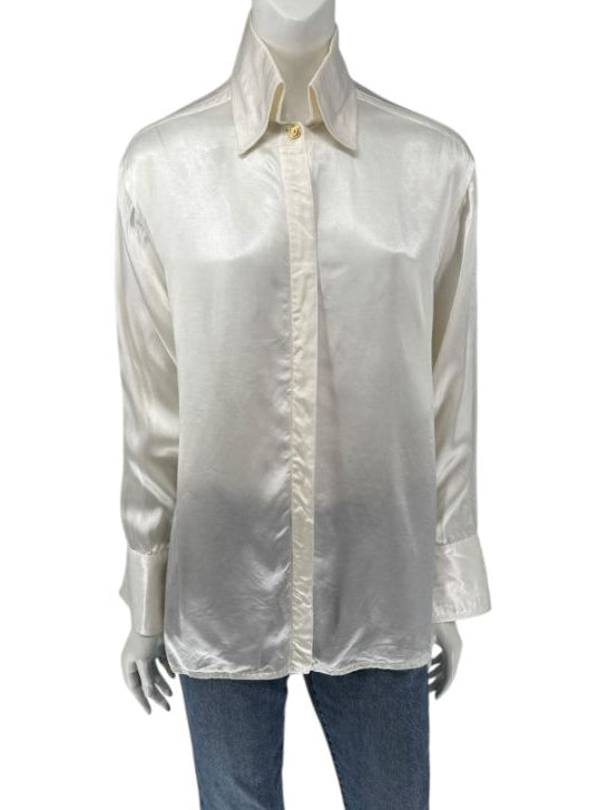 Versace Jeans Couture Ivory Satin Blouse – Size M