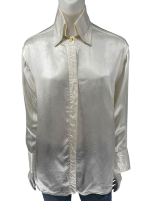 Versace Jeans Couture Ivory Satin Blouse – Size M