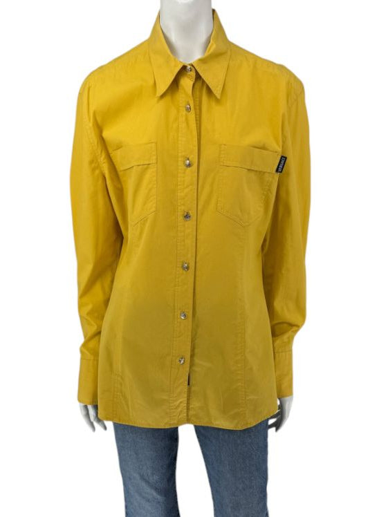 Versace Jeans Couture Yellow Button-Down Shirt – Size L (IT 44)