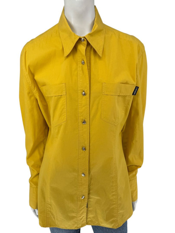 Versace Jeans Couture Yellow Button-Down Shirt – Size L (IT 44)