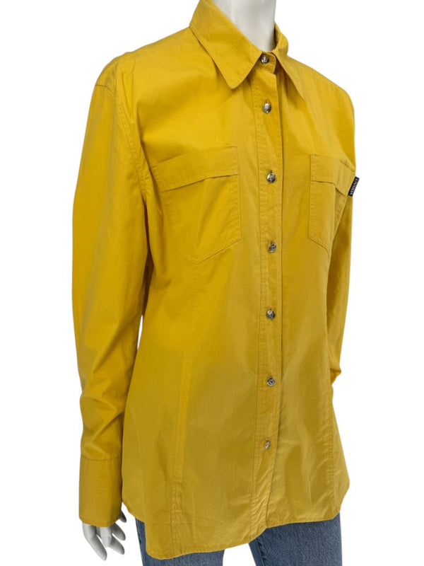 Versace Jeans Couture Yellow Button-Down Shirt – Size L (IT 44)
