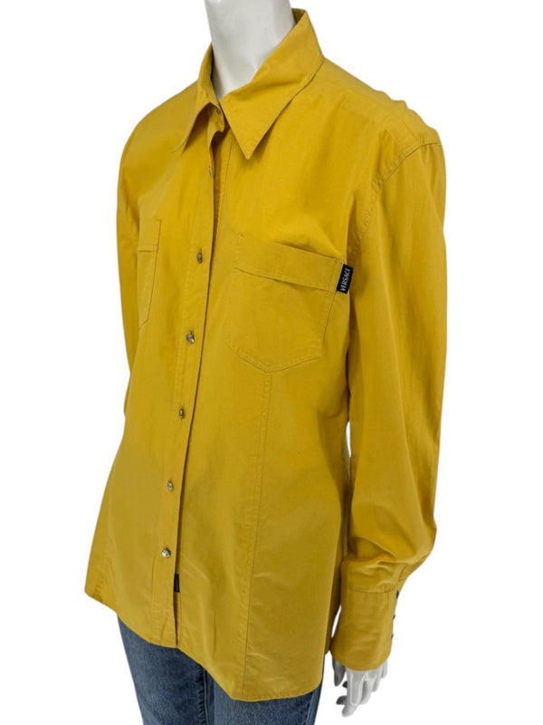 Versace Jeans Couture Yellow Button-Down Shirt – Size L (IT 44)