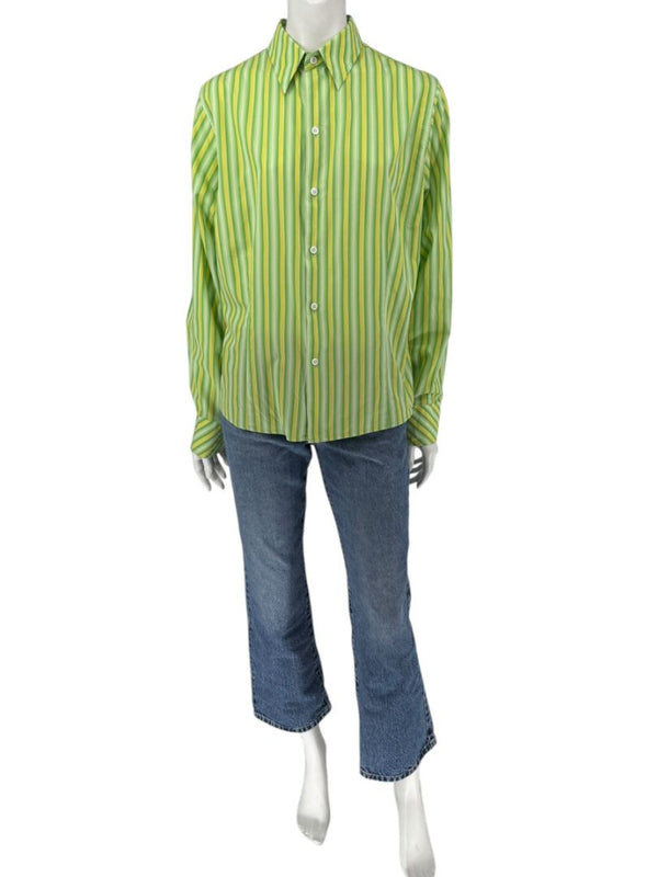 Craig Taylor “Cool As A Cucumber” Green & Yellow Striped Shirt – Size XL