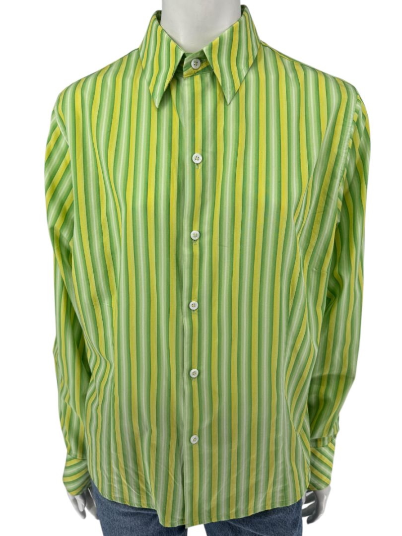 Craig Taylor “Cool As A Cucumber” Green & Yellow Striped Shirt – Size XL