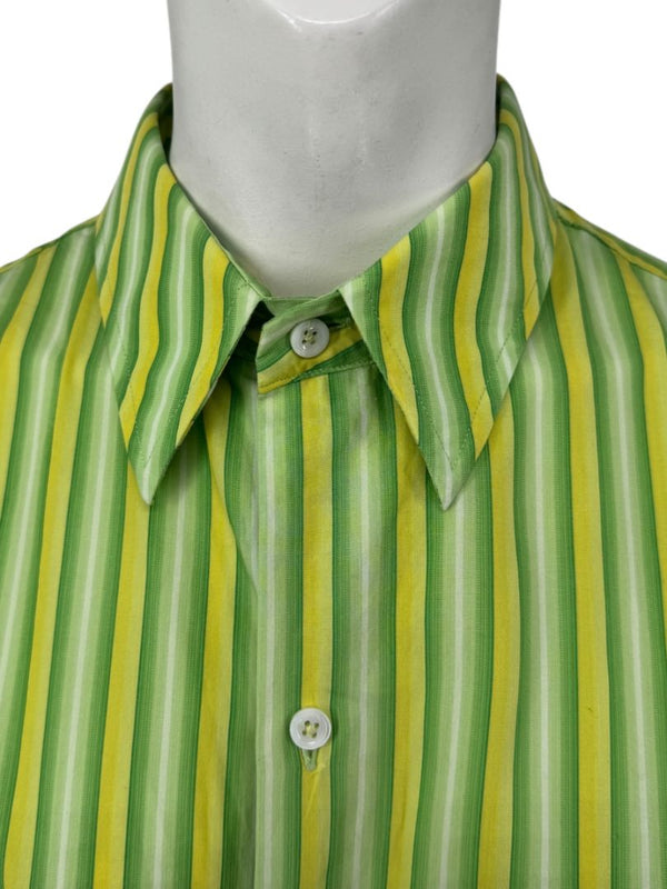 Craig Taylor “Cool As A Cucumber” Green & Yellow Striped Shirt – Size XL