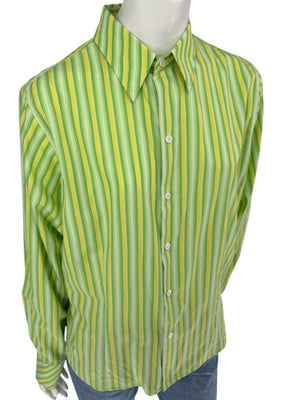 Craig Taylor “Cool As A Cucumber” Green & Yellow Striped Shirt – Size XL