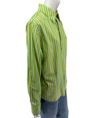 Craig Taylor “Cool As A Cucumber” Green & Yellow Striped Shirt – Size XL