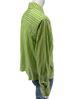 Craig Taylor “Cool As A Cucumber” Green & Yellow Striped Shirt – Size XL
