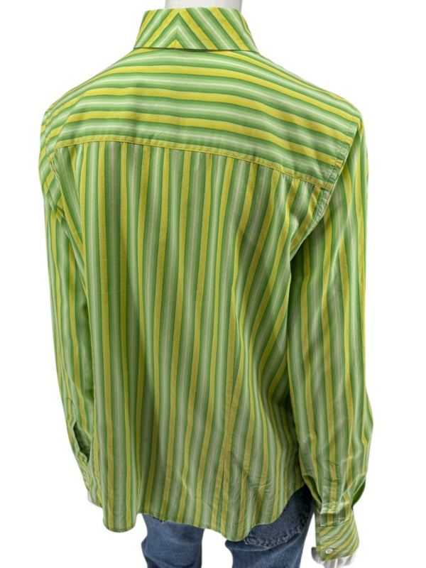 Craig Taylor “Cool As A Cucumber” Green & Yellow Striped Shirt – Size XL