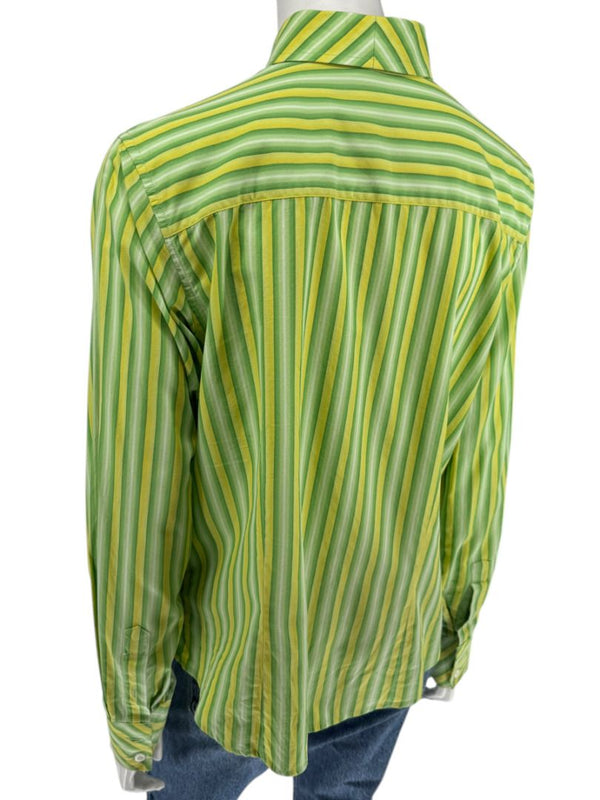 Craig Taylor “Cool As A Cucumber” Green & Yellow Striped Shirt – Size XL