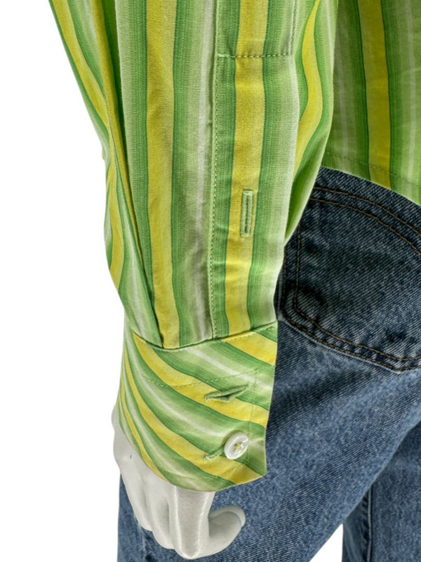 Craig Taylor “Cool As A Cucumber” Green & Yellow Striped Shirt – Size XL
