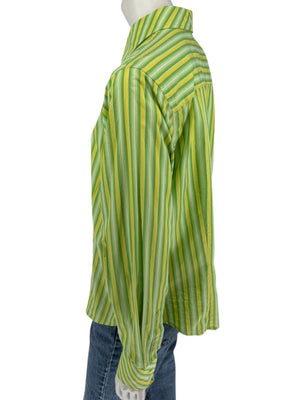Craig Taylor “Cool As A Cucumber” Green & Yellow Striped Shirt – Size XL