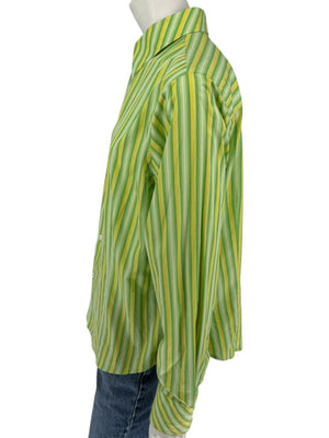 Craig Taylor “Cool As A Cucumber” Green & Yellow Striped Shirt – Size XL