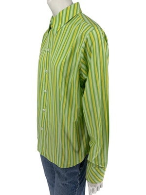 Craig Taylor “Cool As A Cucumber” Green & Yellow Striped Shirt – Size XL