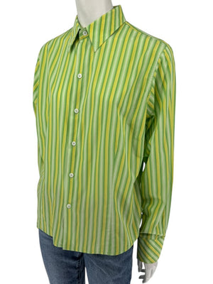 Craig Taylor “Cool As A Cucumber” Green & Yellow Striped Shirt – Size XL