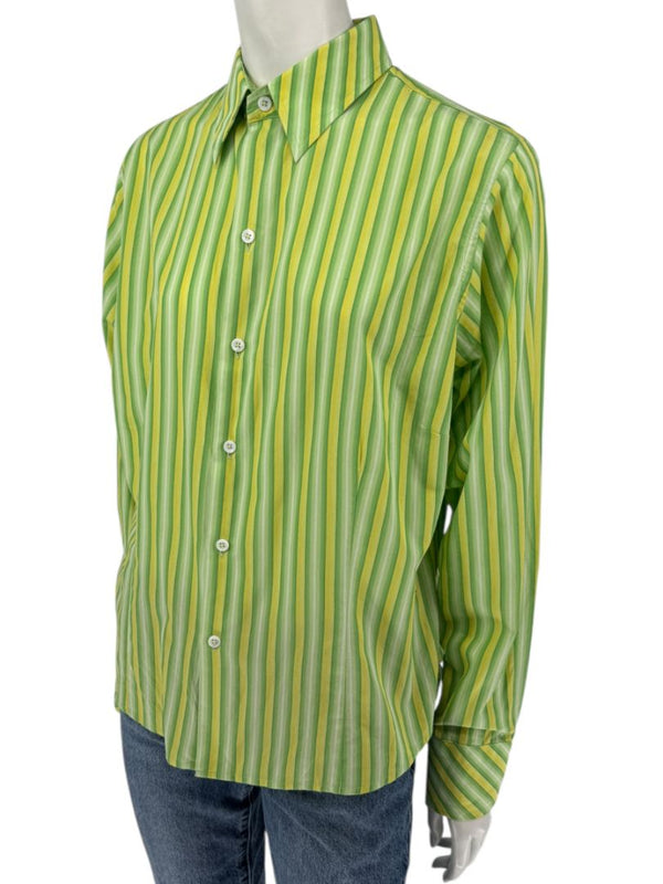 Craig Taylor “Cool As A Cucumber” Green & Yellow Striped Shirt – Size XL
