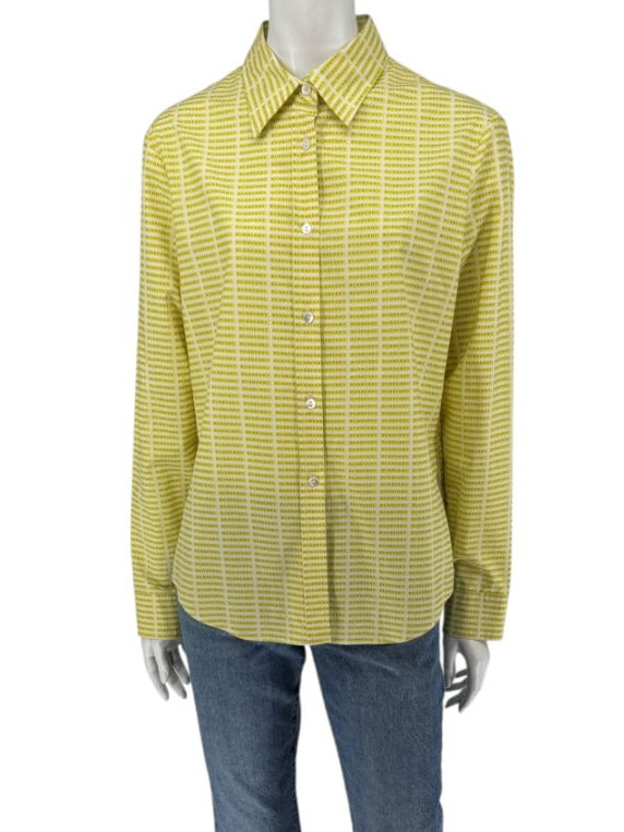 Burberry London Yellow Logo Print Button-Down Shirt – Size USA 14