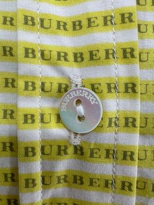 Burberry London Yellow Logo Print Button-Down Shirt – Size USA 14