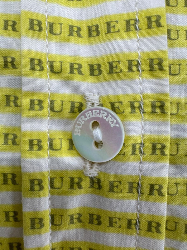 Burberry London Yellow Logo Print Button-Down Shirt – Size USA 14